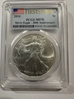 2016 MS 70 Silver Eagle 30th Anniversary First Strike Flag Label PCGS MS70