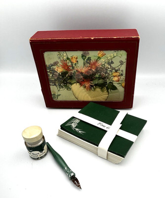 Pine Cone By Cape Shore Pine Notes Calligraphy Pen Ink & Decorative Floral Box