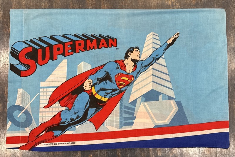 Vintage 1978 Superman 2-Sided Pillowcase Standard Size DC Comics The Movie