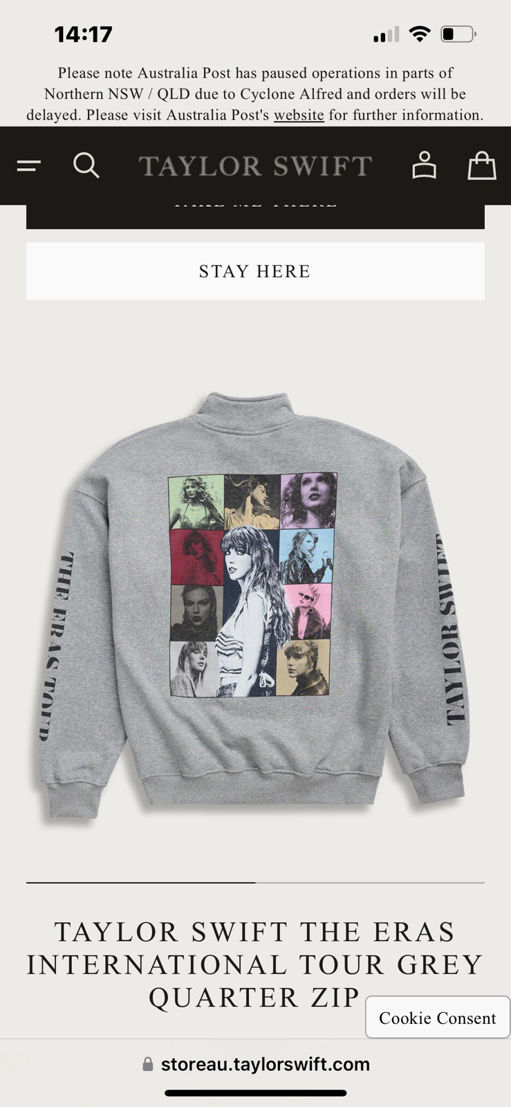 Taylor Swift Eras Tour Quarter Zip Sweater Rare Size Xxl 2xl image 7