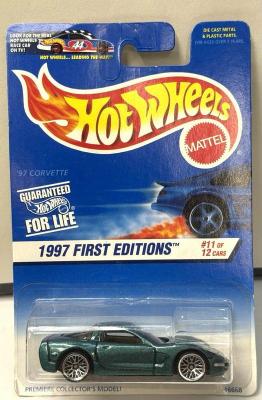 Hot Wheels #515 | '97 Corvette (Metalflake Dark Green) | 1997 First Editions
