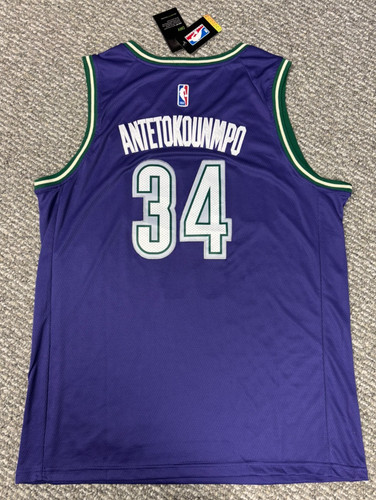 NWT Milwaukee Bucks Giannis Antetokounmpo Swingman Purple Mens XLarge 54 Jersey