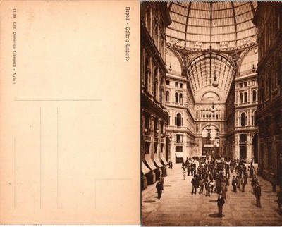 Napoli Galleria Umberto Italy Vintage Postcard Sepia Unposted Edit Trampetti