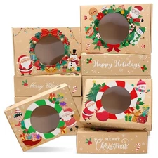  12PCS Christmas Cookie Boxes for Gift Giving, Christmas Treat Boxes with 