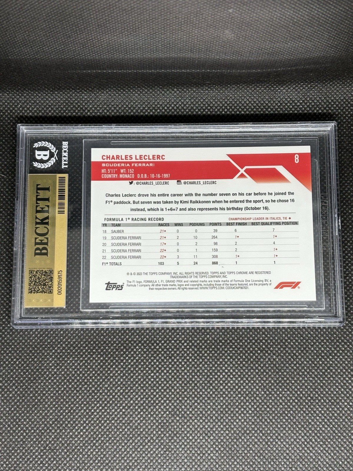 2023 Topps Chrome F1 Charles Leclerc Red Refractor /5 BGS 9.5🔥🔥 view 4