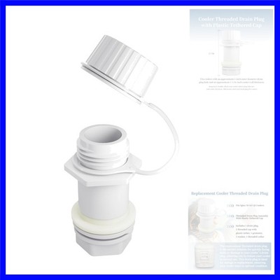 Threaded Drain Plug with Plastic Tethered Cap for Cooler,Compatible with Iglo...