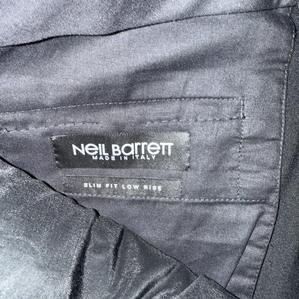 Neil Barrett 羊毛佩斯利条纹黑色慢跑裤男式 46 码全新 655 美元 — 第 4/4 张图片