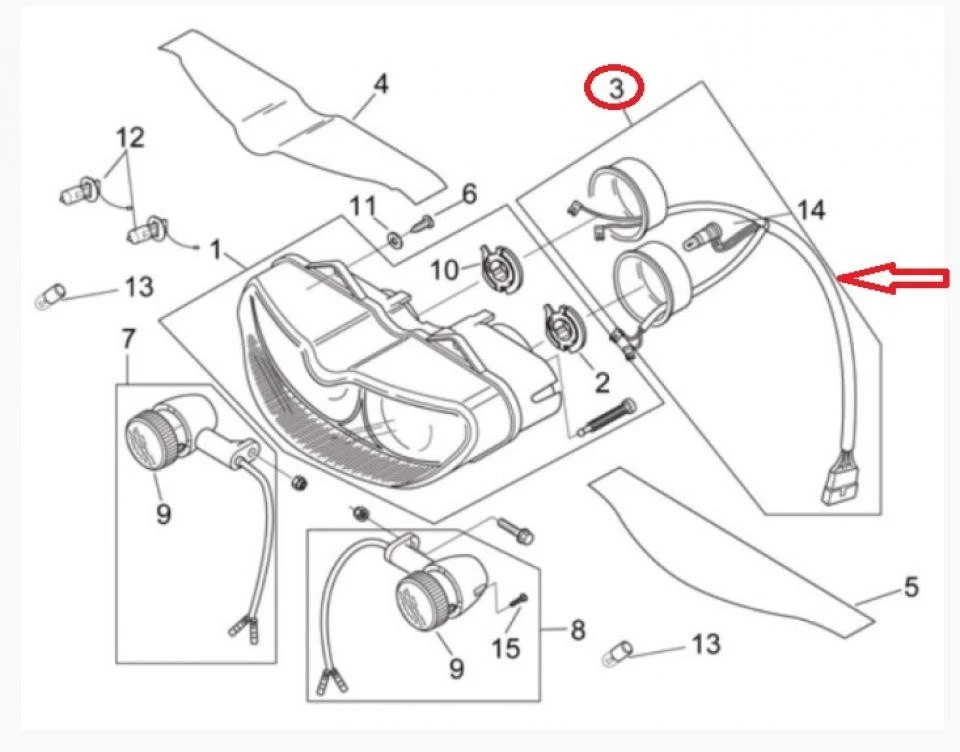 Faisceau électrique optique AV pour moto Aprilia 50 RS 1999 à 2005 AP8212967 - Photo 4/4