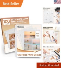 100-Pack Mixed Format 4x6 Photo Album Pages: Easy Organization for Scrapbooking