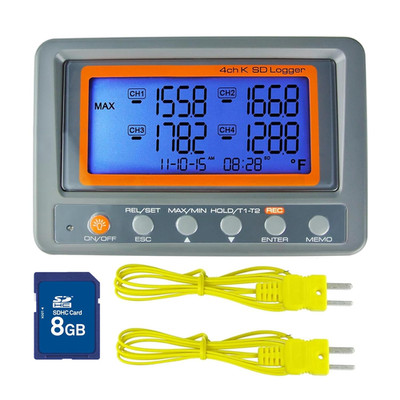 Digital 4 Channel K Type Thermocouple Thermometer Recorder with 8G SD Card Progr