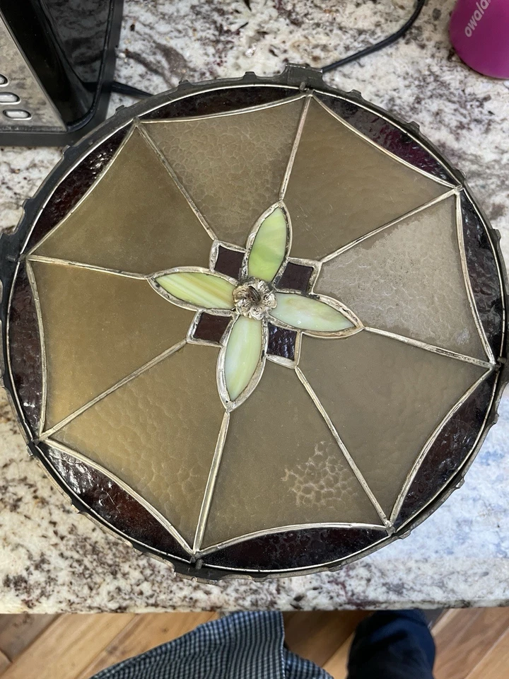 Lámpara de techo antigua de montaje empotrado Arts Crafts Mission Foto 3 de 4