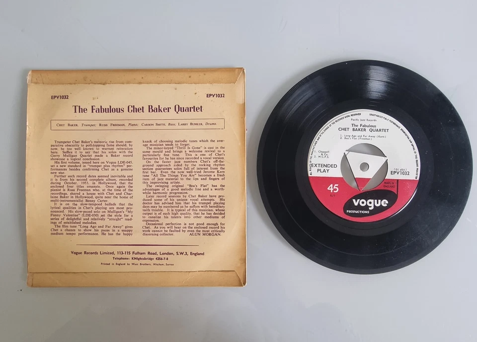 The Fabulous Chet Baker Quartet EP Vogue EPV1032. Foto 2 de 2