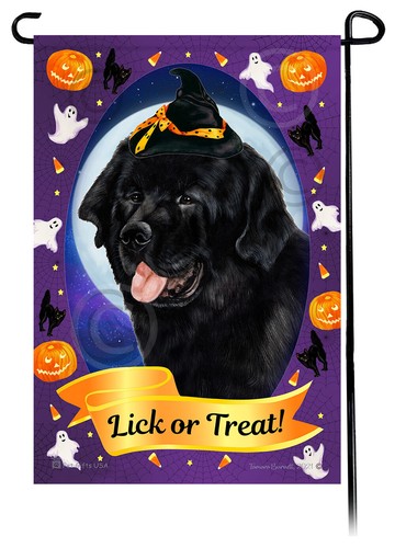 Halloween Garden Flag - Black Newfoundland