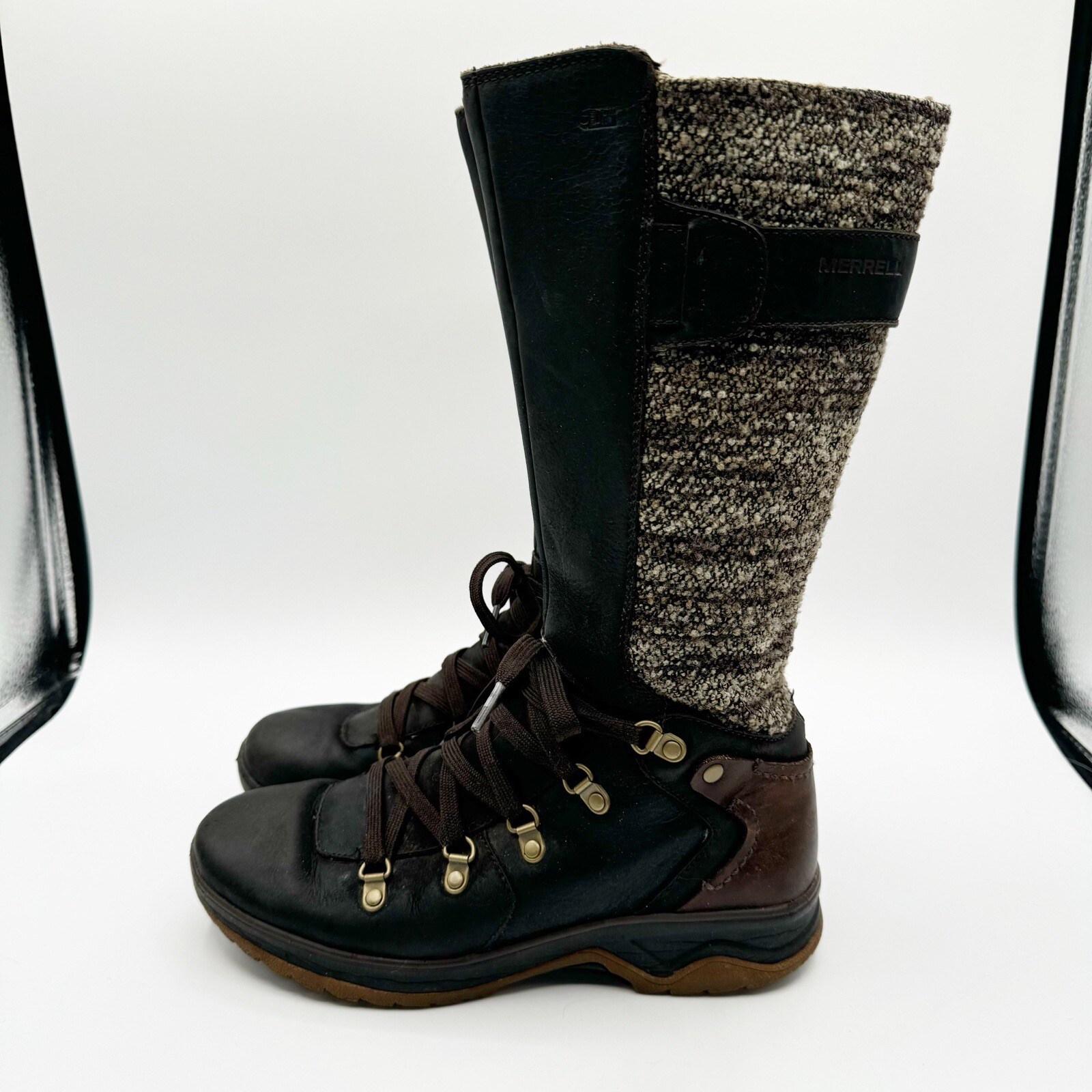 Stivali invernali Merrell donna Eventyr Peak impermeabili alti tweed terra scura taglia 6
