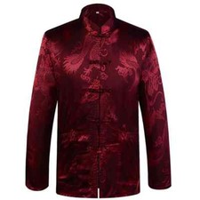 Chinese Traditional Men's Satin Collar Tang Suit Clothing Kung Fu Jacket Coat