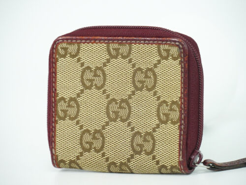 GUCCI GG Canvas 115255 Coin Purse Beige Bordeaux - Picture 2 of 10