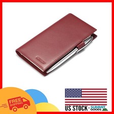 Elegant Italian Calfskin Checkbook Cover in Wine Red with Organizer Features