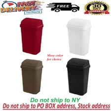 Kitchen Trash Can 13 Gallon Plastic Dual Swing Top With Lid Garbage NEW