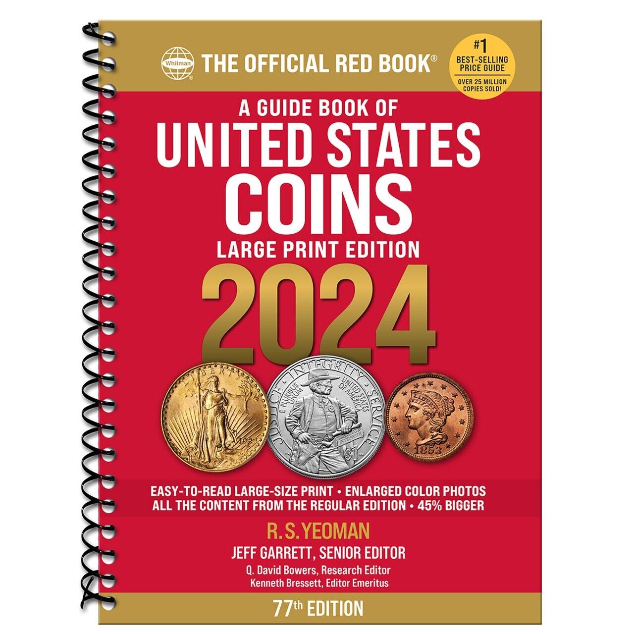 New 2024 Official Red Book Guide US Coin Price List Guide Large Print Whitman