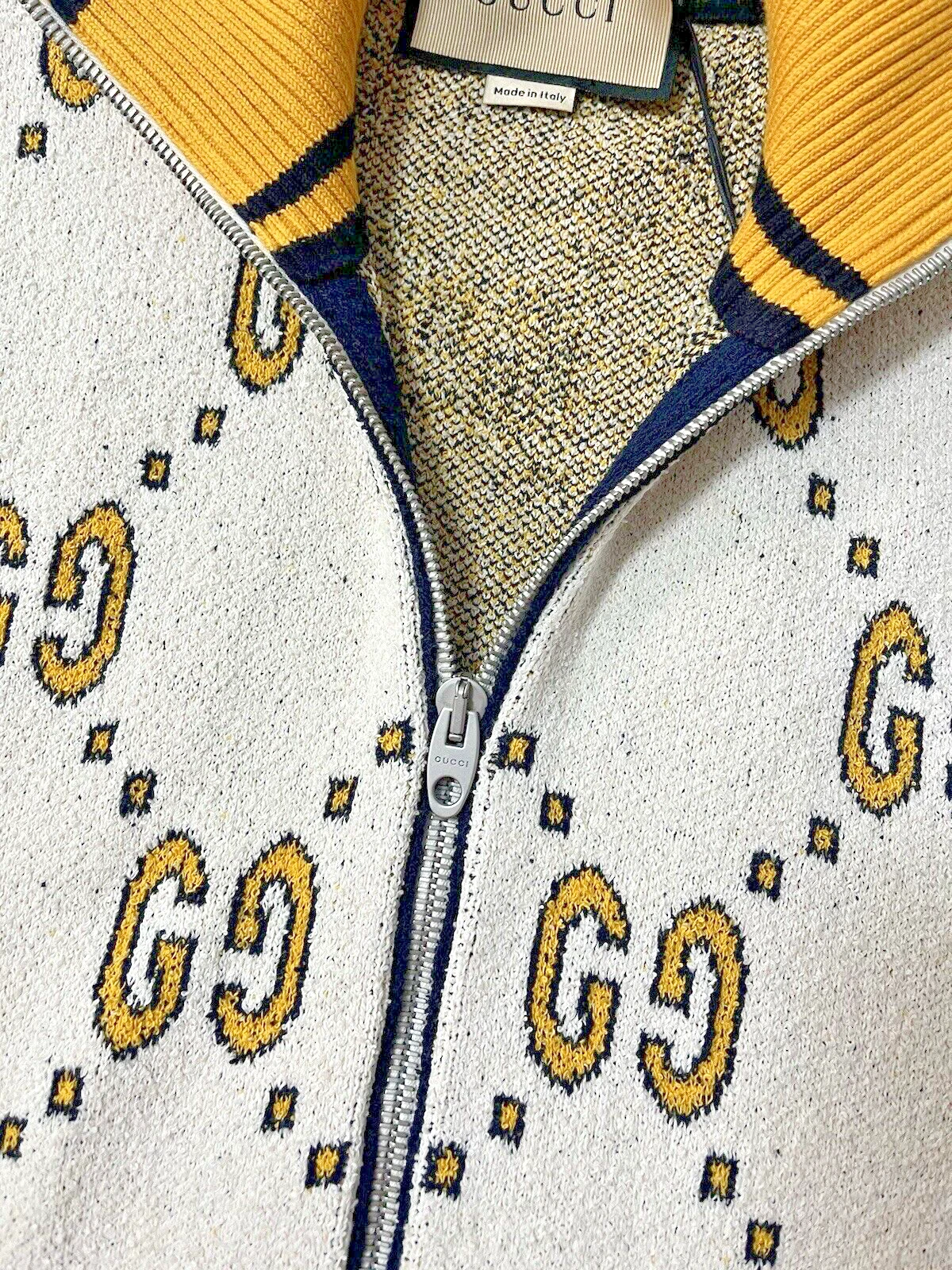 GUCCI Giacca Bianca GG Jacquard Bomber