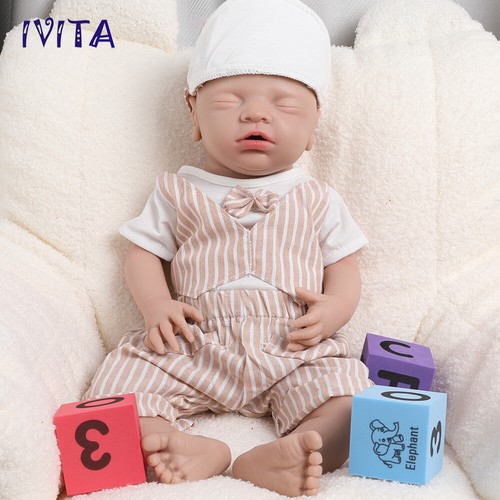 18 Zoll realistische Augen geschlossen schlafendes Baby Jungen Silikon Wiedergeburt Puppe echte Berührung - Bild 2 von 12