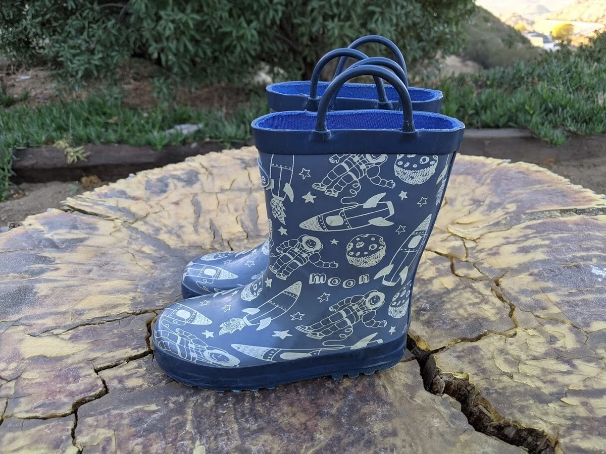 Botas de Lluvia Outee Ni os Ni os Goma Lindas Impresas con Manijas F cil de Poner Talla 11