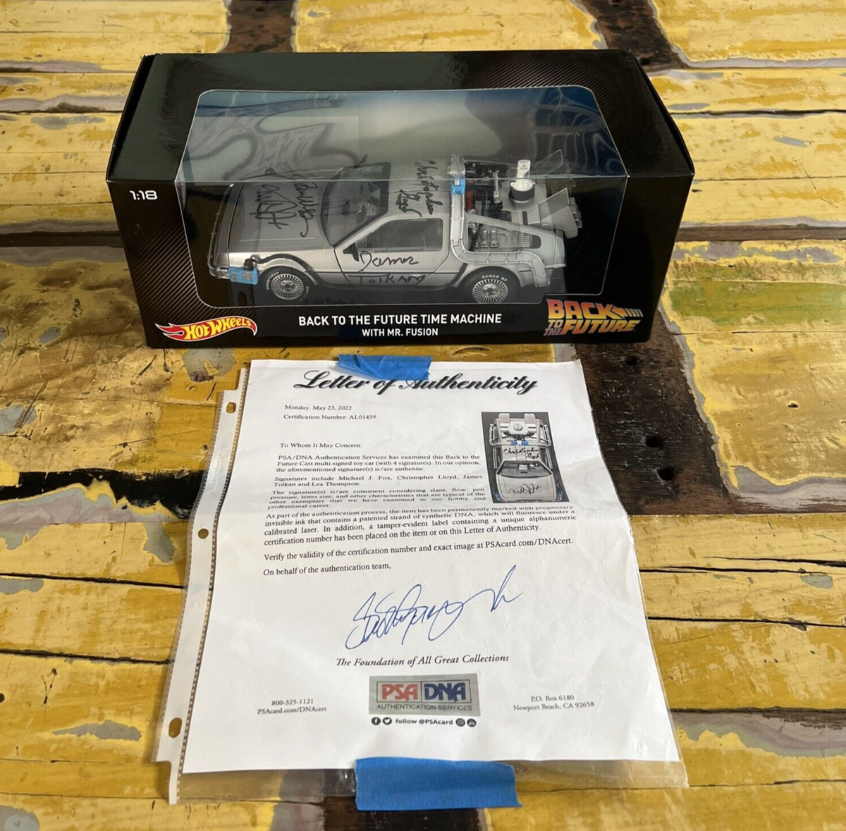 DeLorean BTTF Cast Autographed Signed Hotwheels Delorean Fox Tolkan Lloyd Wilson PSA/JSA