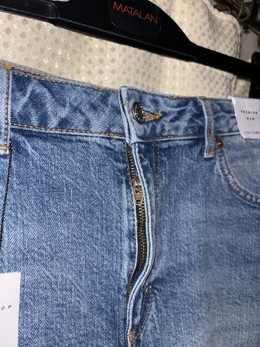 Topshop Premium Mom Denim Shorts In Mid Wash Blue 12 - Picture 4 of 6