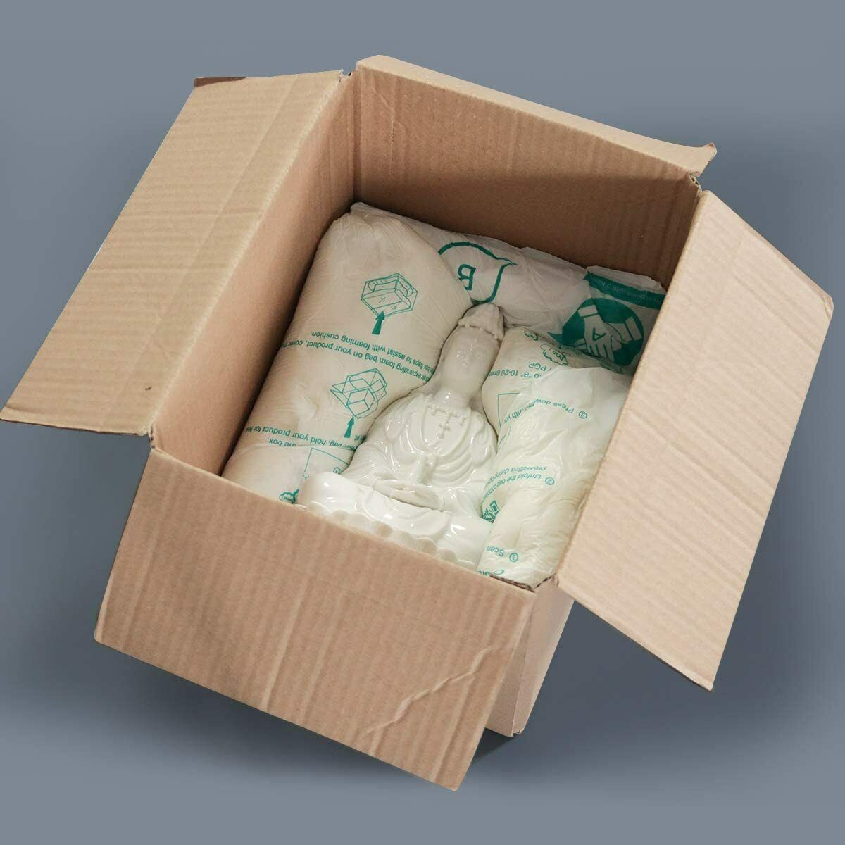 Expanding foam packaging cushion