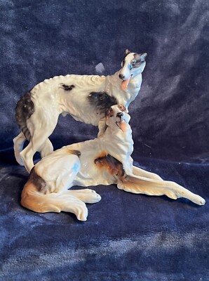 Vintage Wein Keramos large porcelain pair of borzoi/russian wolfhounds