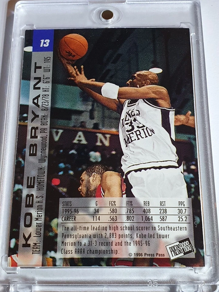 1996 Press Pass Kobe Bryant Rookie #13 folha de ouro - pronta para classificação - Imagem 2 de 2