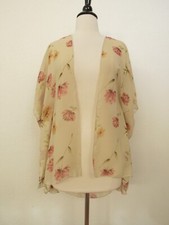 New Top Size Medium Kimono Beige Floral Boho Festival Coquette
