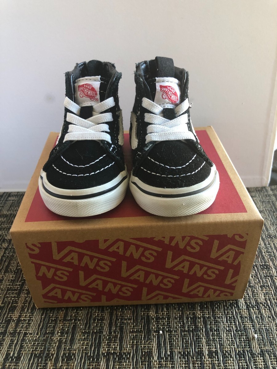 Vans Unisex Toddler SK8-Hi Zip Skate Shoes Black/White Size 3.0T