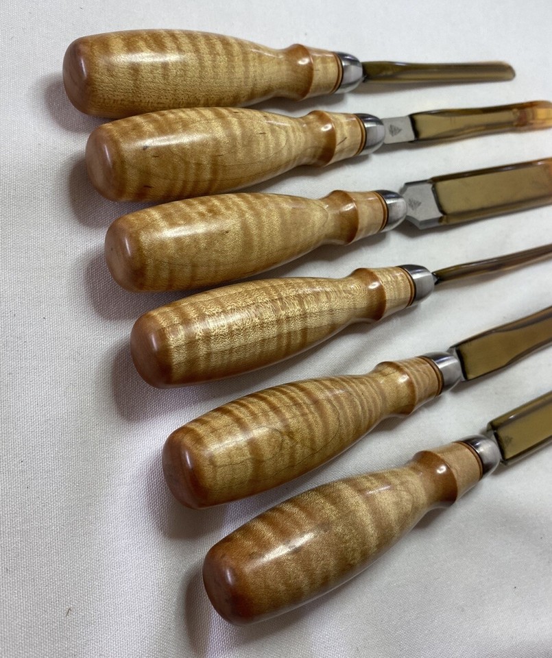 Blue Spruce Toolworks Optima Dovetail Chisel 6 Piece Set Curly Maple