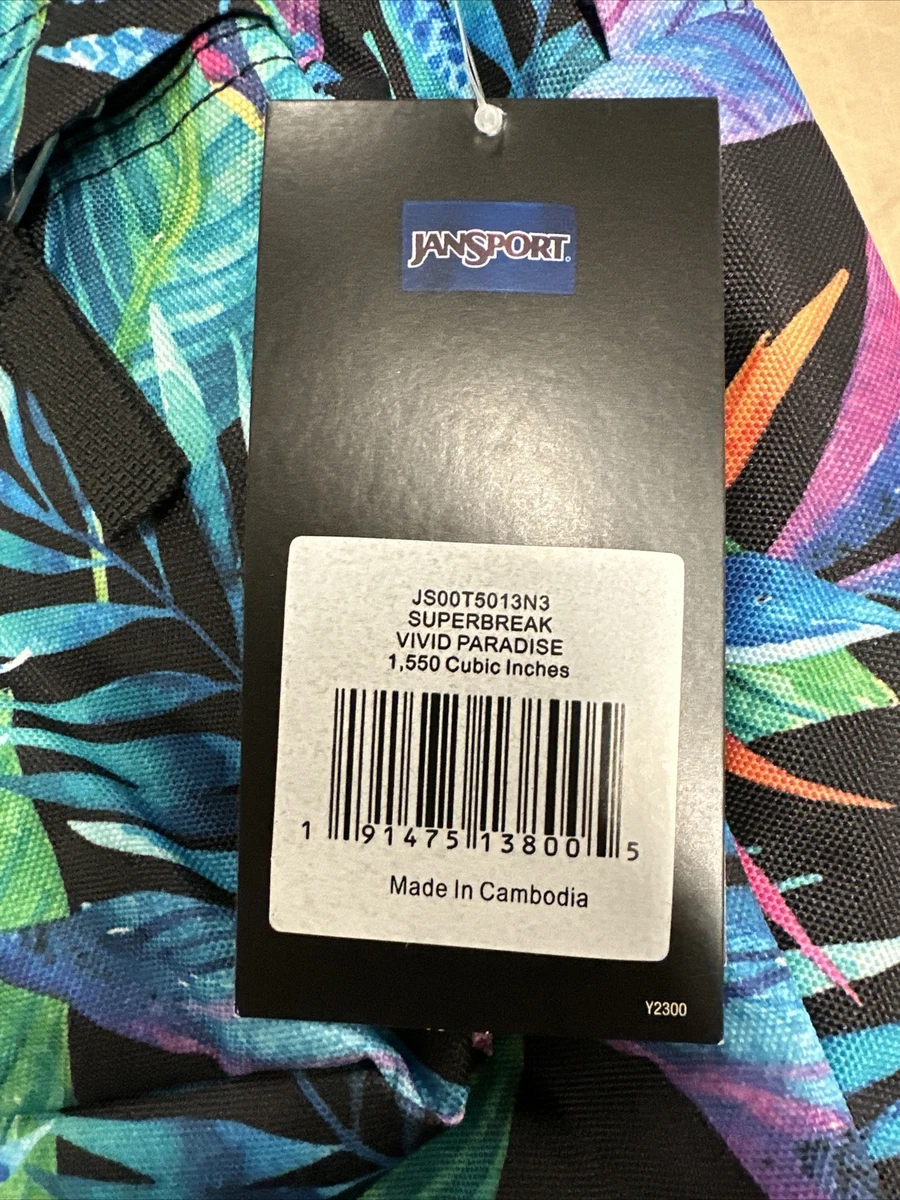 JanSport Backpack Superbreak Vivid Paradise NEW With Tags School