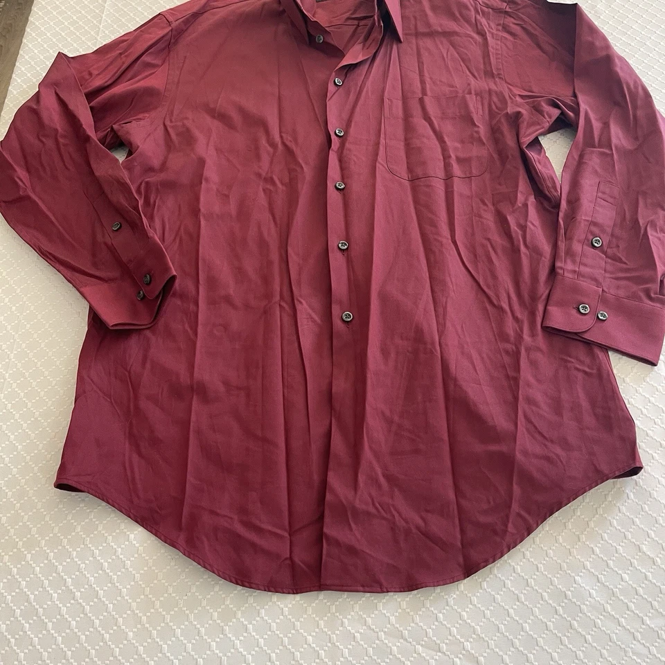 Camisa ALFANI Borgoña Manga Larga Con Botones Para Hombre Calce Regular 15.5 32-33 Talla M Foto 2 de 4