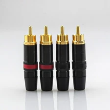 REAN by Neutrik NYS373 RCA Male Plug, Gold Contacts, Black Red ID Ring