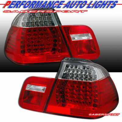 Red Clear LED Taillights for 99-01 BMW E46 3-Series 4dr Sedan 323i