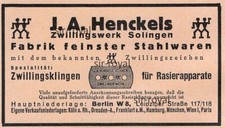 Zwilling Rasierklingen Solingen - 1928 - Historische Werbung ~11x6cm