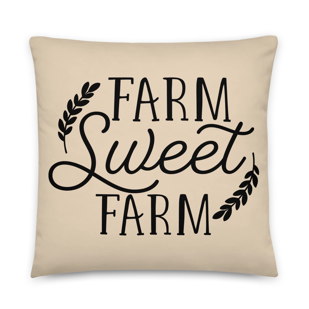 Farm Sweet Farmhouse Rustic Throw Pillow Gift 18x18 20x12 22x22