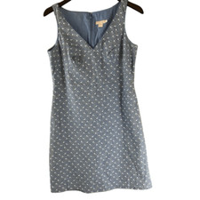 J.Crew Blue Floral Print Sleeveless V-Neck Mini Dress Size 8 Cotton Romantic