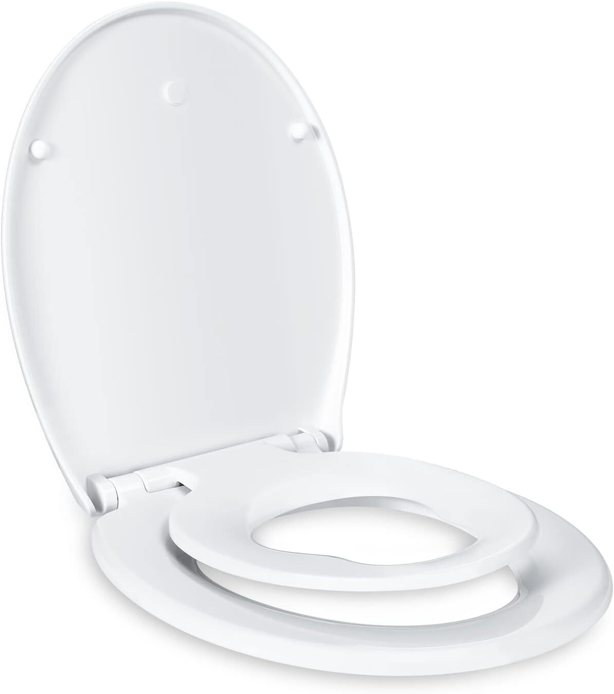 Abattant WC familial blanc en polypropylène avec siège enfant magnétique intégré