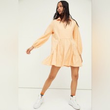 Free People Beach Light Orange Cotton Flowy Boho Mini Hudson Dress Size XS