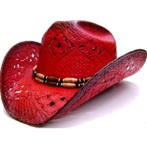 Modestone Women's Straw Cowboy Hat Red 