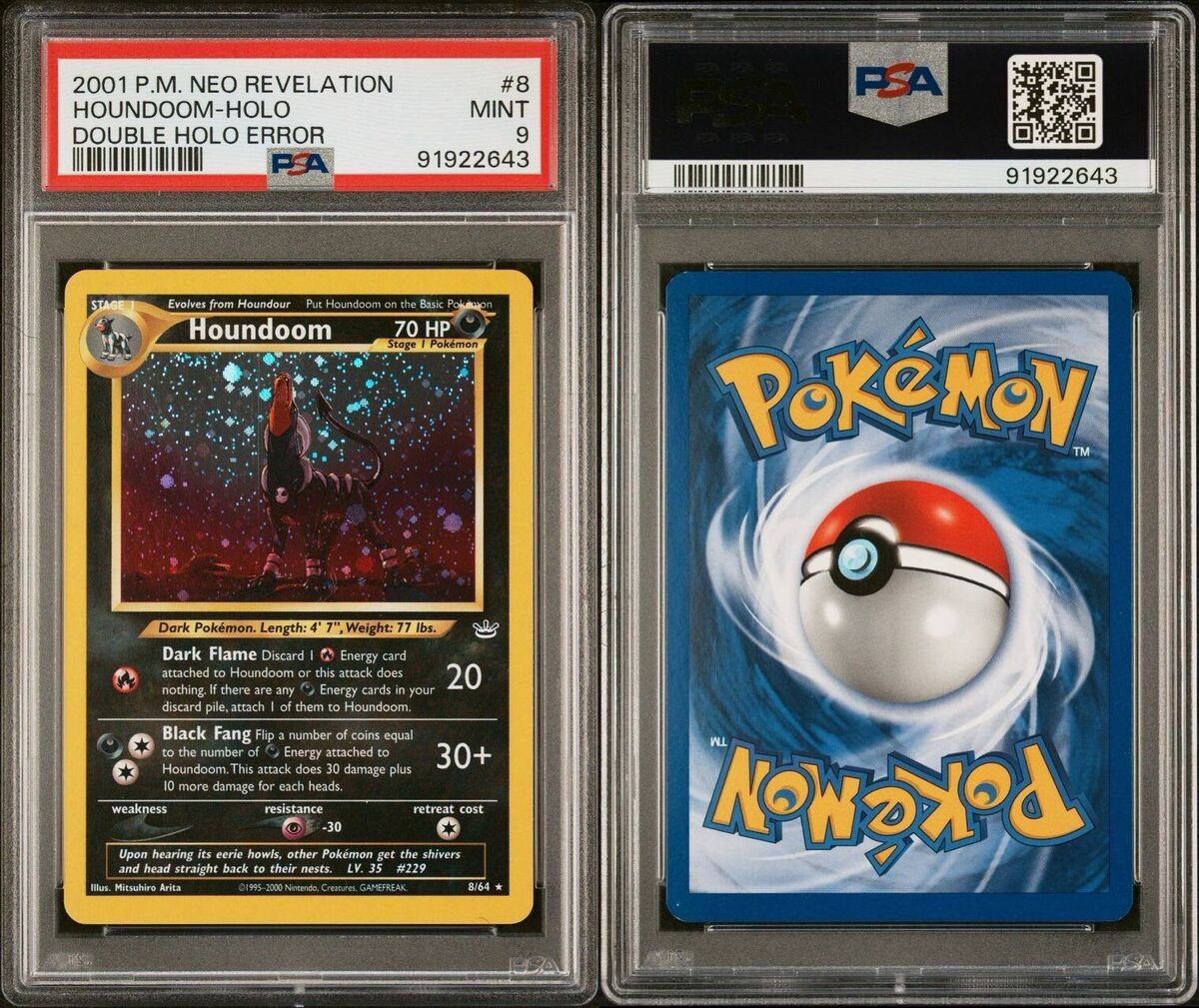 2001 Pokemon Neo Revelation 8/64 Houndoom DOUBLE HOLO ERROR 2001 Pokemon Neo Revelation 8/64 Houndoom DOUBLE HOLO ERROR