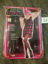 WW Adult Roaring 20s Jazzy Pink Flapper Dress  Halloween Costume Size M/L