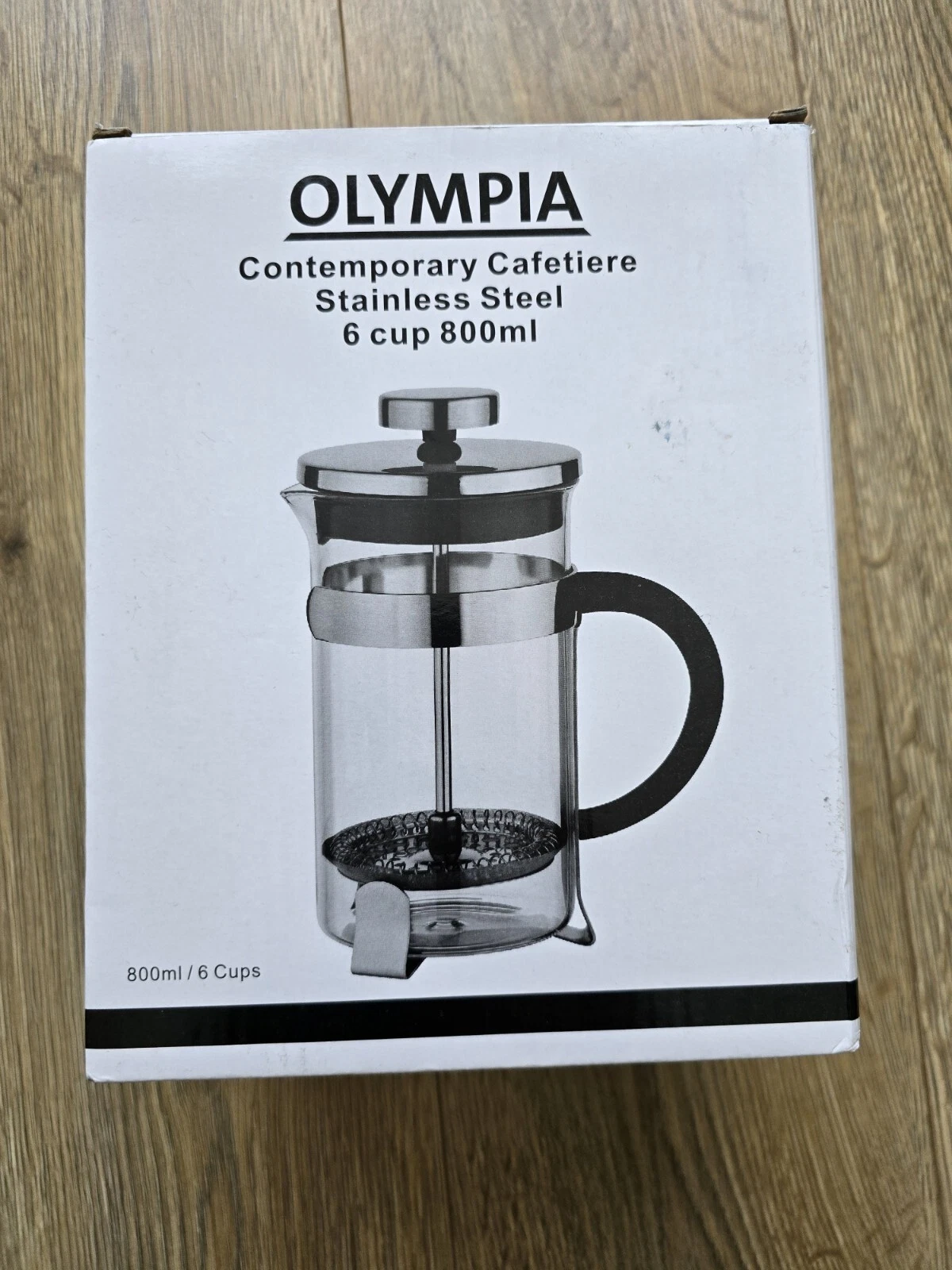 OLYMPIA Contemporary Cafetiere Stainless Steel 6 cup 800ml
