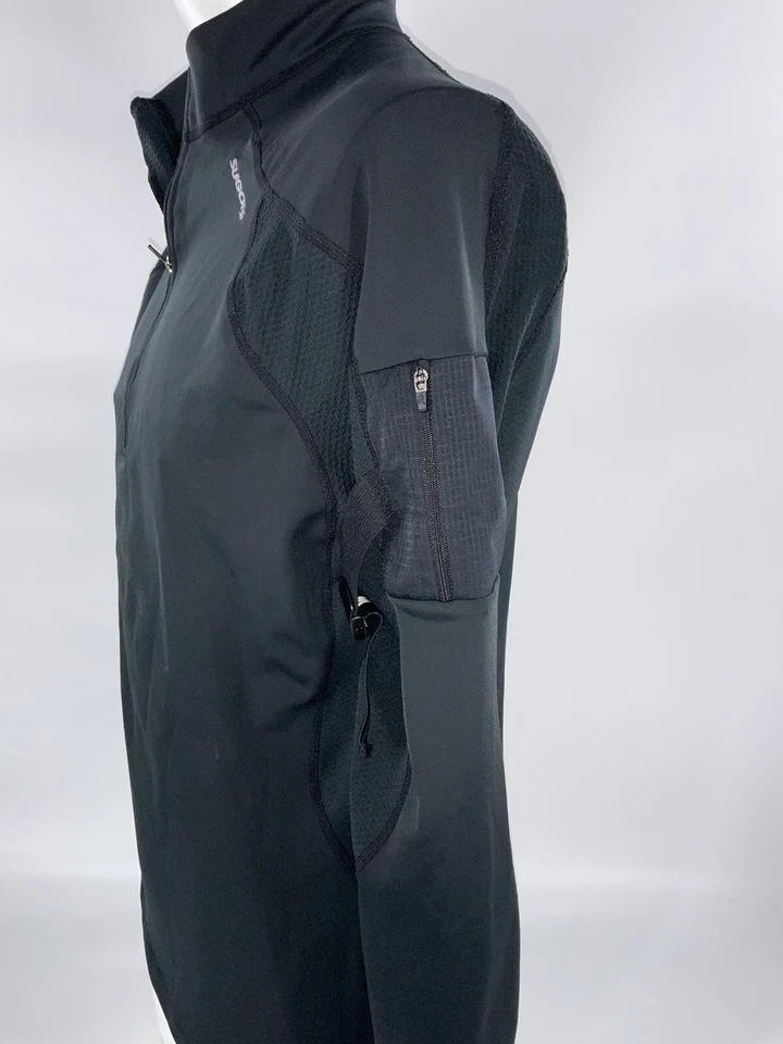 Sugoi Cycling Pullover L Men Dark Gray Poly Spandex 1/4 Zip Arm Strap YGI K2-78 - Image 4 of 4