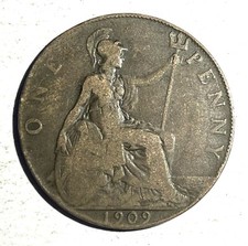 1909 ONE PENNY COIN - BRONZE - KING EDWARD VII