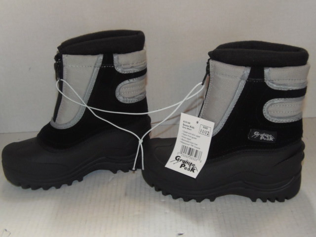 Kids Snow Boots,  Fully lined Waterproof.  Black / GREY Size 11/12 (RM-5X3)-image